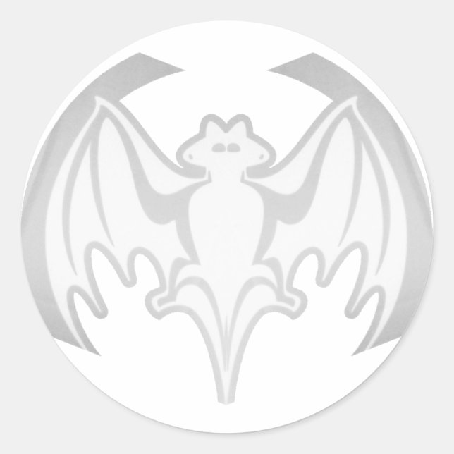 Bat White Inv The MUSEUM Zazzle Gifts Classic Round Sticker (Front)