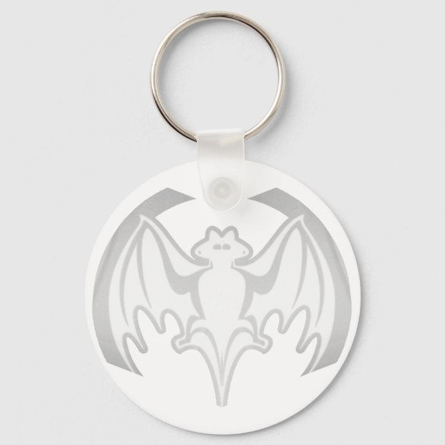 Bat White Inv The MUSEUM Zazzle Gifts Keychain (Front)