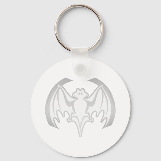 Bat White Inv The MUSEUM Zazzle Gifts Keychain (Front)