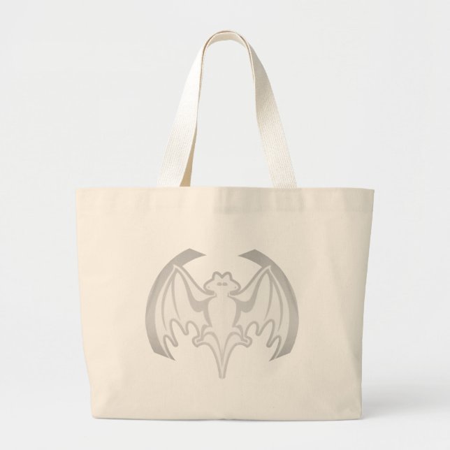 Bat White Inv The MUSEUM Zazzle Gifts Large Tote Bag (Front)