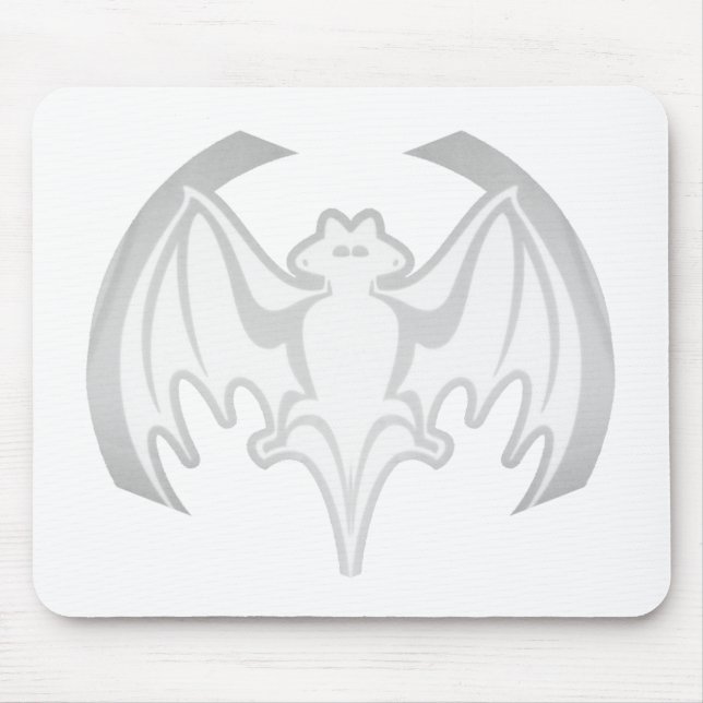 Bat White Inv The MUSEUM Zazzle Gifts Mouse Pad (Front)