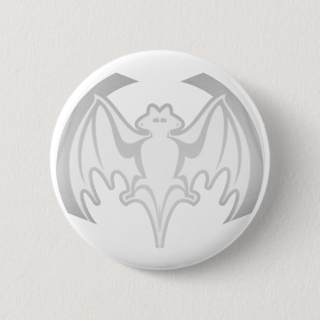 Bat White Inv The MUSEUM Zazzle Gifts Pinback Button (Front)