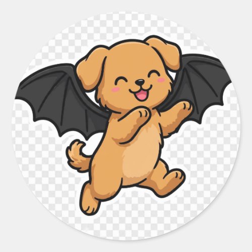Bat Wing Puppy Halloween Classic Round Sticker