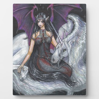 Bat Winged Girl with Unicorn Plaque