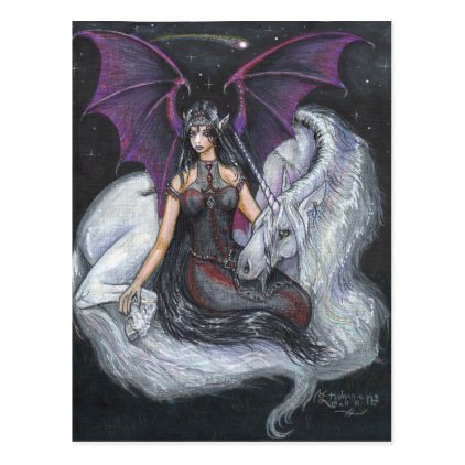 Bat Winged Girl with Unicorn Postcard