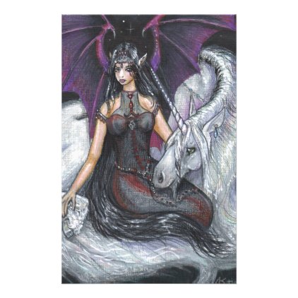 Bat Winged Girl with Unicorn Stationery