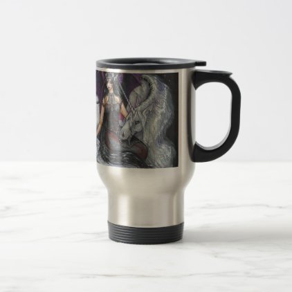 Bat Winged Girl with Unicorn Travel Mug