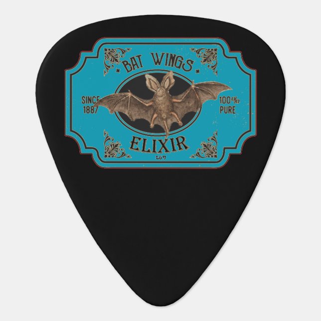 BAT WINGS ELIXIR  funny halloween  Guitar Pick (Front)