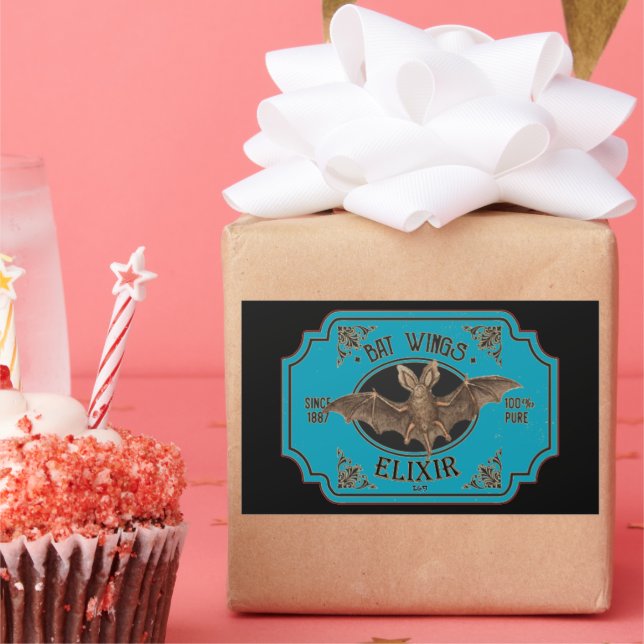 BAT WINGS ELIXIR  funny halloween  Rectangular Sticker (Party)