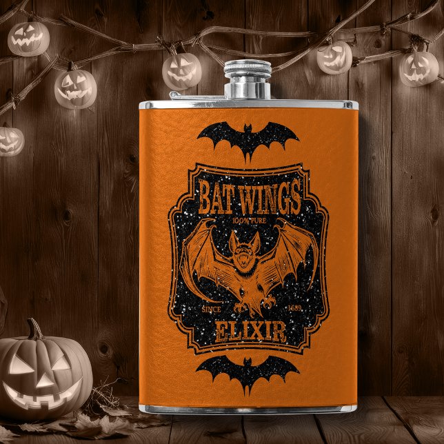 Bat Wings Elixir Orange and Black Glitter Flask (Creator Uploaded)