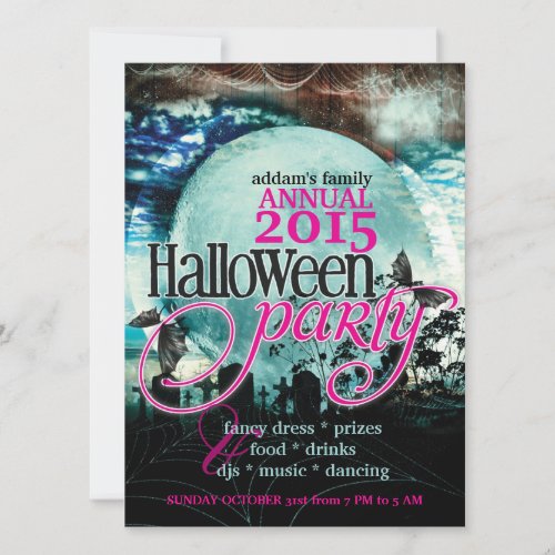 Bat Wings Moon Fairy_tale Halloween Party Invitation