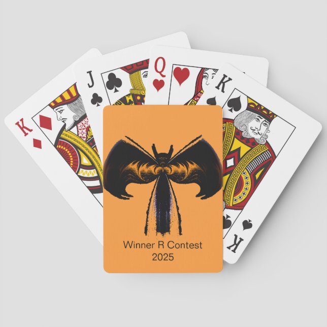Bat Wings Orange Custom Poker Cards (Back)
