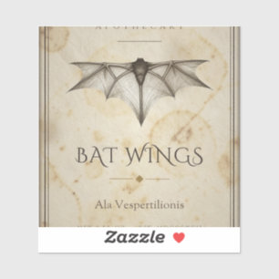 Bat Wings Vintage Apothecary Label Sticker