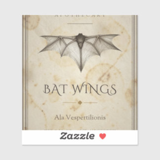 Bat Wings Vintage Apothecary Label Sticker
