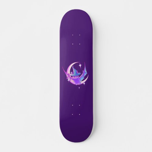 Bat Witch Crescent Moon Stars Art Skateboard