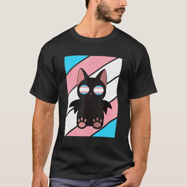 Bat With Pride Transgender Flag LGBTQ Proud Ally P T-Shirt (Front)