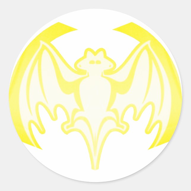 Bat Yellow Inv The MUSEUM Zazzle Gifts Classic Round Sticker (Front)