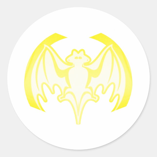 Bat Yellow Inv The MUSEUM Zazzle Gifts Classic Round Sticker (Front)