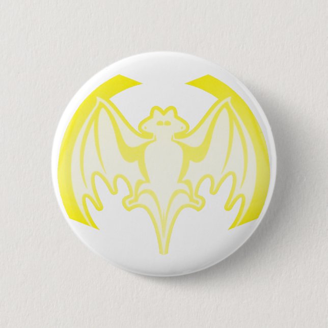 Bat Yellow Inv The MUSEUM Zazzle Gifts Pinback Button (Front)