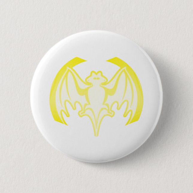 Bat Yellow Inv The MUSEUM Zazzle Gifts Pinback Button (Front)