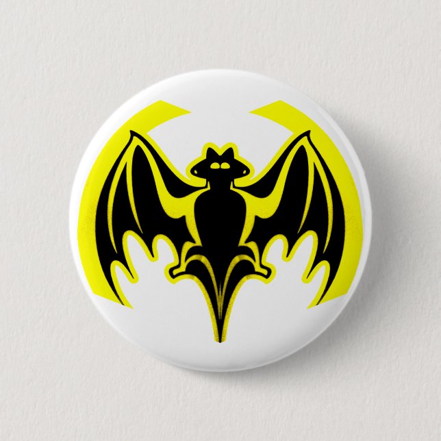 Bat Yellow The MUSEUM Zazzle Gifts Button (Front)