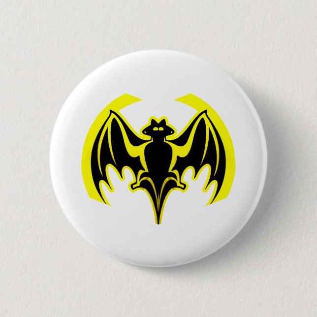 Bat Yellow The MUSEUM Zazzle Gifts Button (Front)