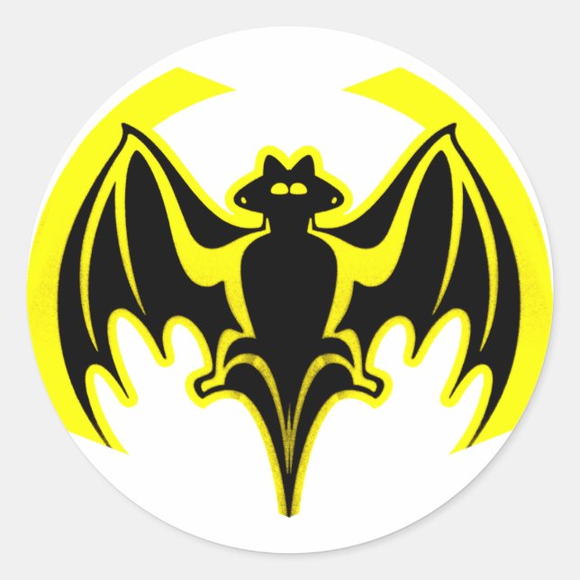 Bat Yellow The MUSEUM Zazzle Gifts Classic Round Sticker (Front)