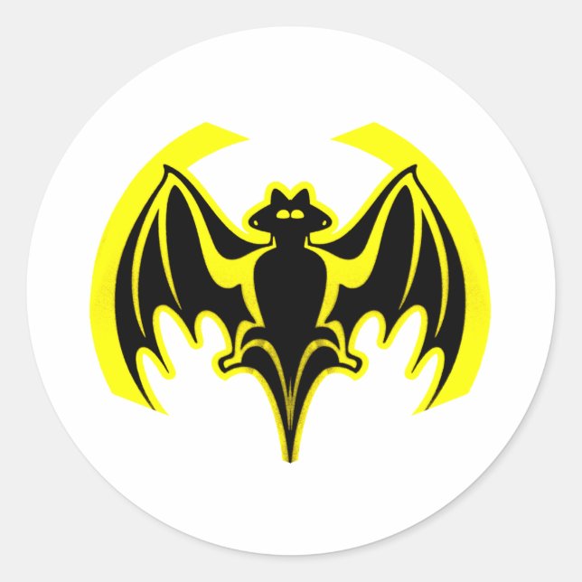 Bat Yellow The MUSEUM Zazzle Gifts Classic Round Sticker (Front)