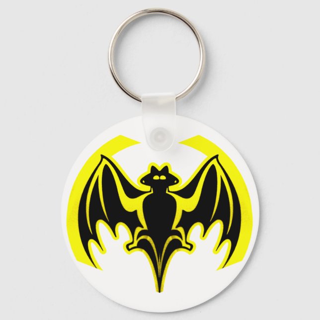 Bat Yellow The MUSEUM Zazzle Gifts Keychain (Front)