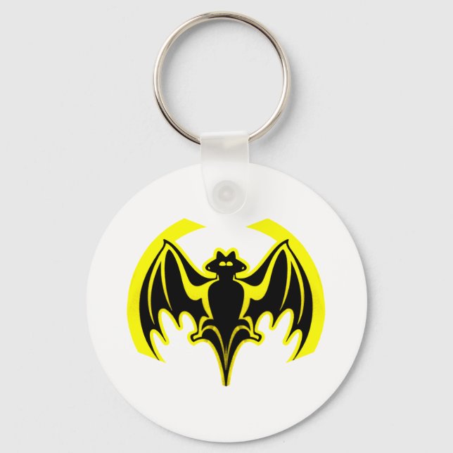 Bat Yellow The MUSEUM Zazzle Gifts Keychain (Front)