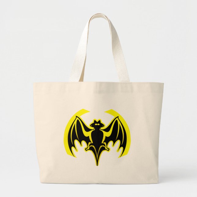 Bat Yellow The MUSEUM Zazzle Gifts Large Tote Bag (Front)