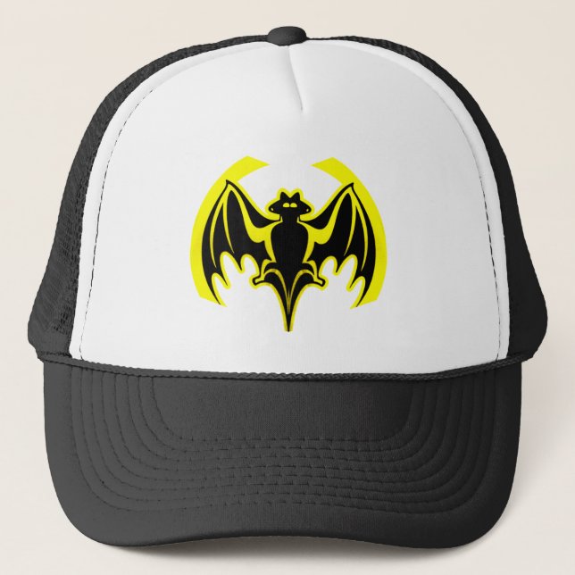 Bat Yellow The MUSEUM Zazzle Gifts Trucker Hat (Front)
