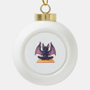 Bat Yoga Flow Ceramic Ball Christmas Ornament