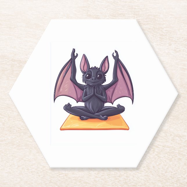 Bat Yoga Flow Paper Coaster (Front)