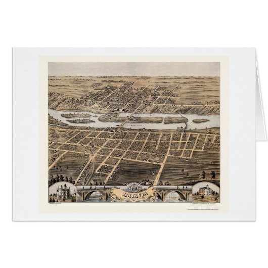 Batavia, IL Panoramic Map - 1869 Cards (Front Horizontal)