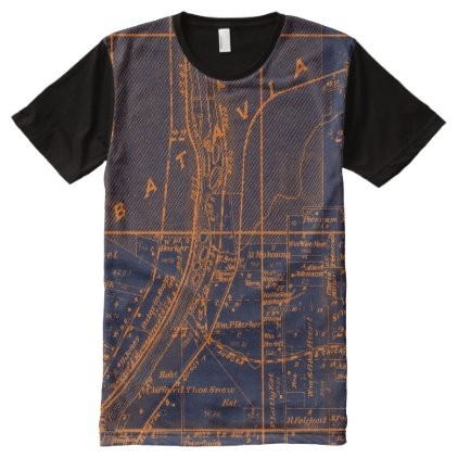 Batavia Illinois 1871 Map Chicago Suburb Windmill All-Over-Print Shirt