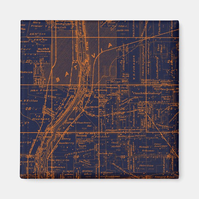 BATAVIA ILLINOIS 1871 MAP FOX RIVER VALLEY MAGNET (Front)