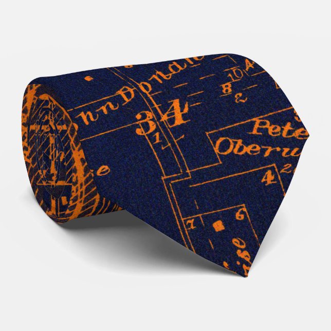 BATAVIA ILLINOIS 1871 MAP FOX RIVER VALLEY NECK TIE (Rolled)