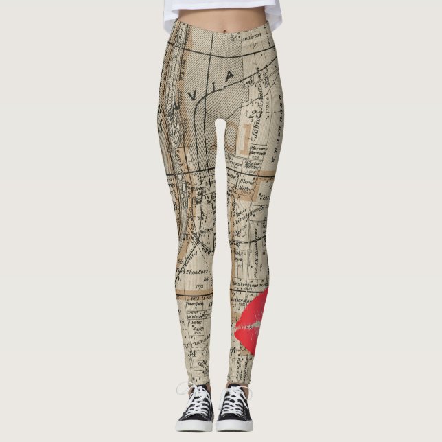 Batavia Illinois Plat Map 1870 Fox River Valley Leggings (Front)