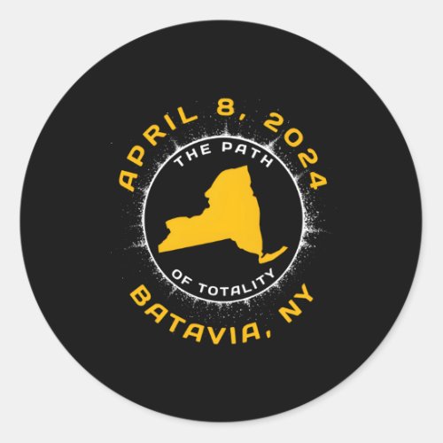 Batavia New York Solar Eclipse April 8 2024 Totali Classic Round Sticker