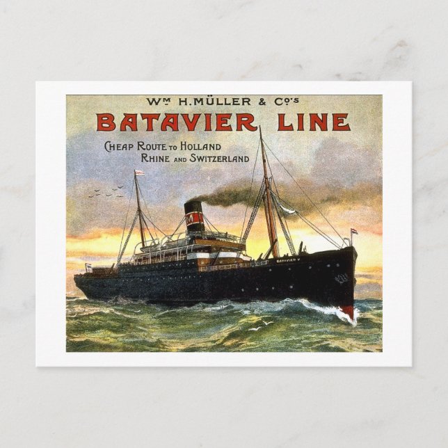 Batavier Line - Vintage Travel Postcard (Front)