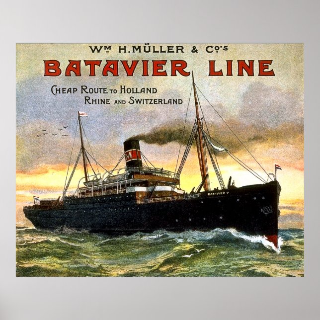 Batavier Line - Vintage Travel Poster (Front)