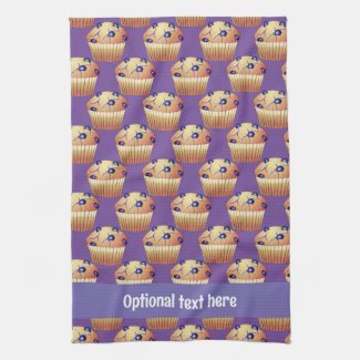 Batch of Blueberry Flavor Muffins with Own Text kitchen towel