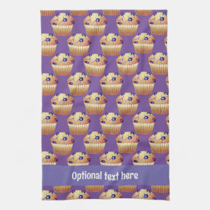 Batch of Blueberry Flavor Muffins with Own Text Kitchen Towel