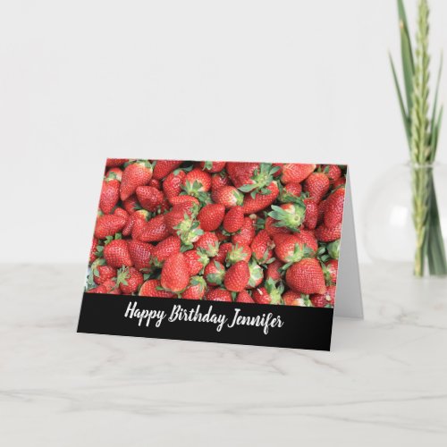 Batch of Red Juicy Strawberries Birthday Card