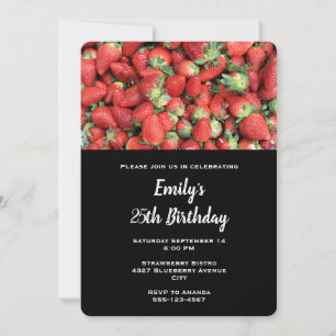 Batch of Red Juicy Strawberries Birthday Invitation