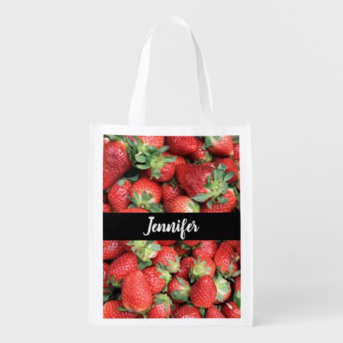Batch of Red Juicy Strawberries Grocery Bag