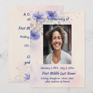 Batchelor Button Celebration Life Memorial Service Invitation
