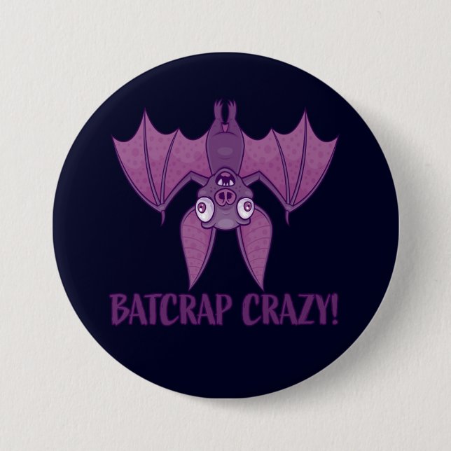 Batcrap Crazy Wacky Cartoon Bat Button (Front)