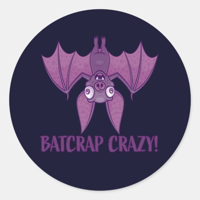 Batcrap Crazy Wacky Cartoon Bat Classic Round Sticker (Front)